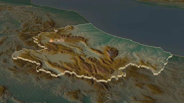 Zoom Abruzzo Regione Italia Estruso Prospettiva Obliqua Mappa Topografica Rilievo — Foto Stock