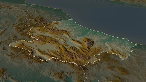 Zoom Abruzzo Região Itália Delineado Perspectiva Óbvia Mapa Topográfico Relevo — Fotografia de Stock