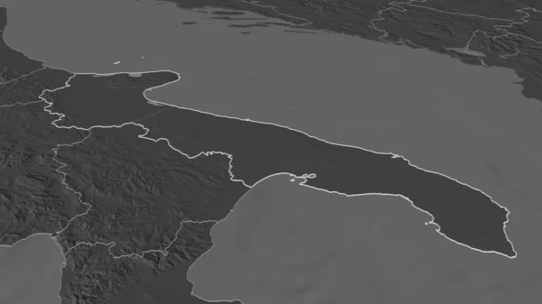 Увеличьте Изображение Апулии Региона Италии Непристойная Перспектива Карта Высоты Билевель — стоковое фото