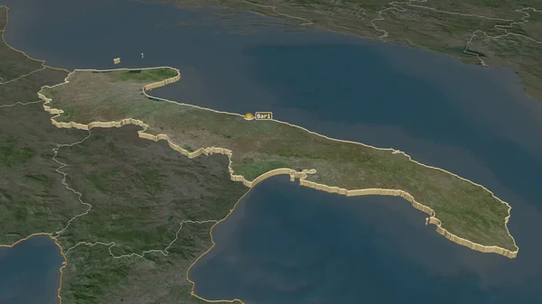 Збільшився Рівень Апулії Регіон Італії Неймовірна Перспектива Супутникові Знімки Візуалізація — стокове фото