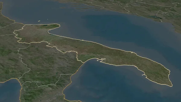 Μεγέθυνση Στην Απουλία Περιοχή Της Ιταλίας Λήθη Προοπτική Δορυφορικές Εικόνες — Φωτογραφία Αρχείου