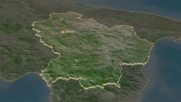 Zoom Basilicata Regione Italia Estruso Prospettiva Obliqua Immagini Satellitari Rendering — Foto Stock
