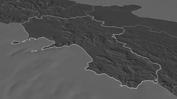 Ampliar Campania Región Italia Esbozado Perspectiva Oblicua Mapa Elevación Bilevel — Foto de Stock