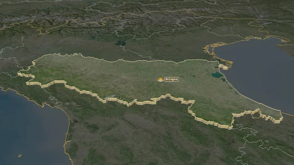 Přiblížit Emilia Romagna Region Itálie Vytlačil Úhlová Perspektiva Satelitní Snímky — Stock fotografie