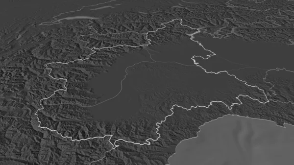 Ampliar Piamonte Región Italia Esbozado Perspectiva Oblicua Mapa Elevación Bilevel — Foto de Stock