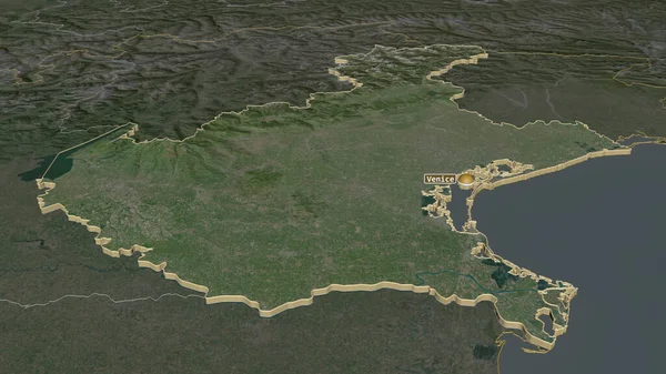 Zoom Veneto Região Itália Extrudido Perspectiva Óbvia Imagens Satélite Renderização — Fotografia de Stock
