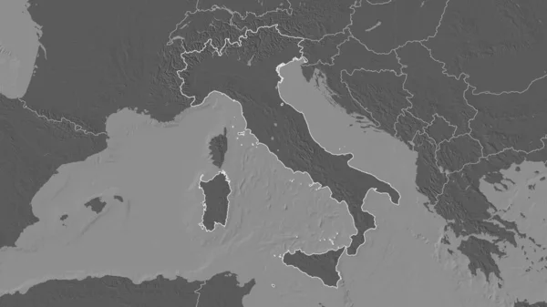 Вирізняється Формою Італійського Району Мапа Висот Поверхневими Водами Візуалізація — стокове фото
