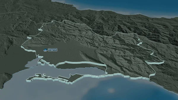 Ampliar San Andrés Parroquia Jamaica Extruido Perspectiva Oblicua Mapa Coloreado — Foto de Stock