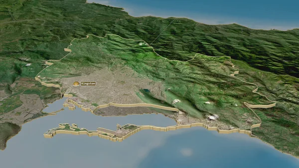 Ampliar San Andrés Parroquia Jamaica Extruido Perspectiva Oblicua Imágenes Satélite —  Fotos de Stock