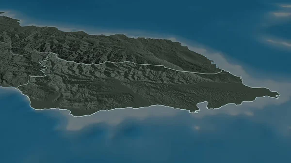 Zoom Saint Thomas Paróquia Jamaica Delineado Perspectiva Óbvia Mapa Colorido — Fotografia de Stock