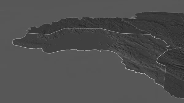 Zoom Auf Westmoreland Gemeinde Von Jamaika Umrissen Schräge Perspektive Karte — Stockfoto