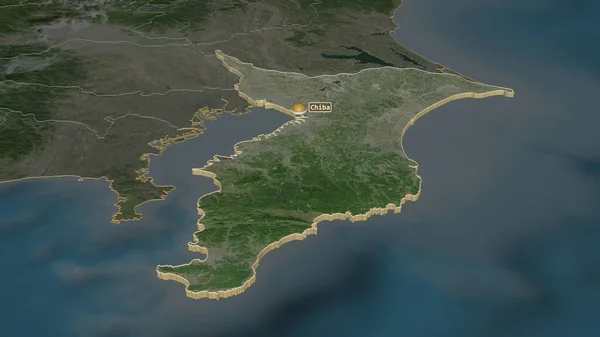 Powiększenie Chiba Prefektura Japonii Ekstrudowane Perspektywa Ukośna Zdjęcia Satelitarne Renderowanie — Zdjęcie stockowe