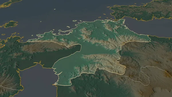 Zoom Fukuoka Prefeitura Japão Delineado Perspectiva Óbvia Mapa Topográfico Relevo — Fotografia de Stock