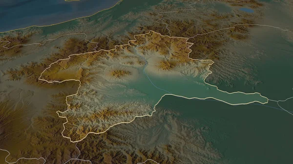群馬県でのズームアウト概要 嘘の見方だ 地表水と地形救援マップ 3Dレンダリング — ストック写真