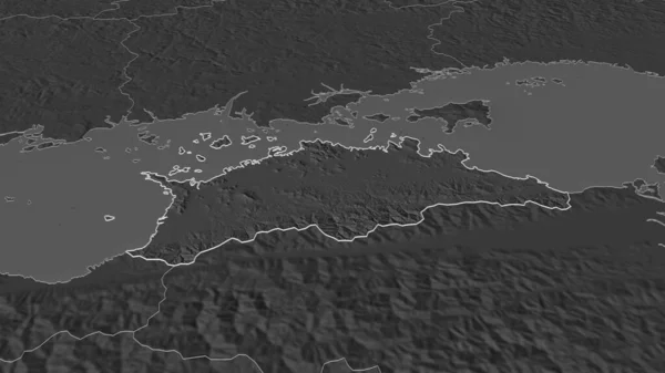 Zoom Kagawa Prefettura Del Giappone Delineato Prospettiva Obliqua Mappa Elevazione — Foto Stock