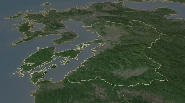 日本県 のズームアウト 嘘の見方だ 衛星画像 3Dレンダリング — ストック写真