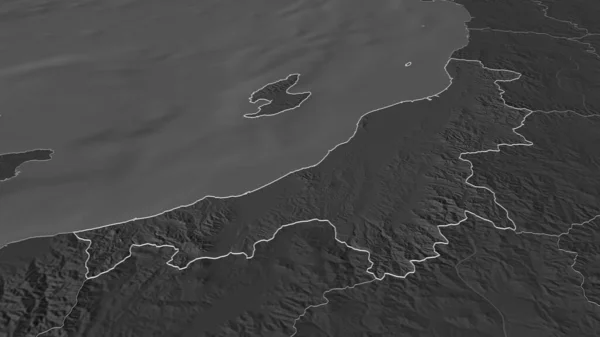 Powiększ Niigata Prefektura Japonii Zarysowane Perspektywa Ukośna Dwupoziomowa Mapa Wysokości — Zdjęcie stockowe