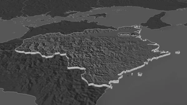 Ampliar Tokushima Prefectura Japón Extruido Perspectiva Oblicua Mapa Elevación Bilevel — Foto de Stock