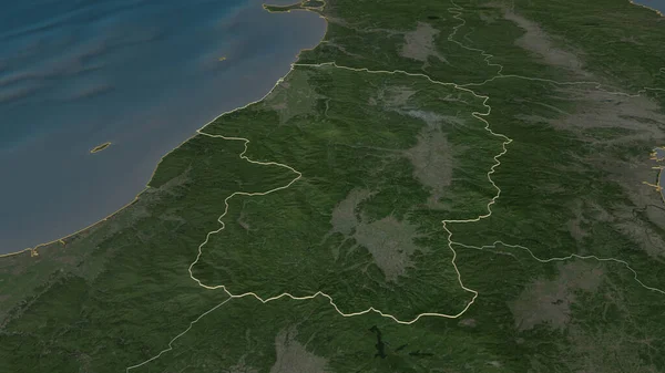 Vergrößern Sie Yamagata Präfektur Von Japan Skizziert Schräge Perspektive Satellitenbilder — Stockfoto