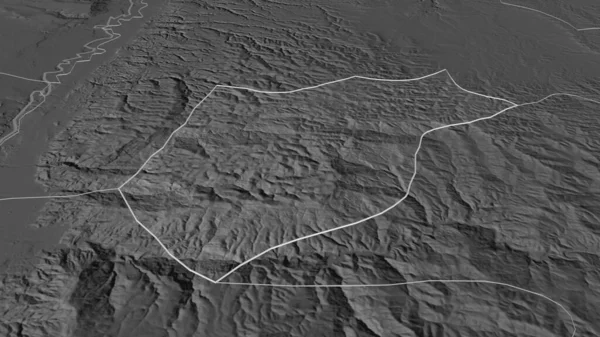 アジュルン ヨルダン州 にズームアウト概要 嘘の見方だ 地表水と二階の標高マップ 3Dレンダリング — ストック写真