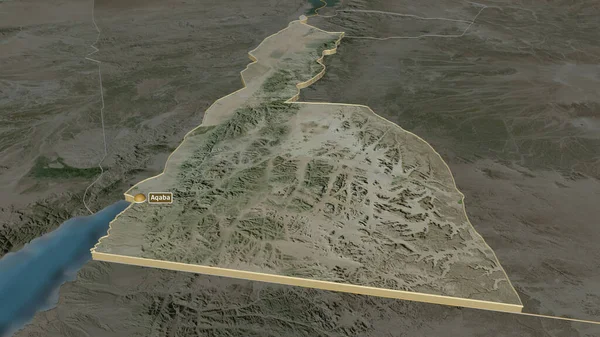 Ampliar Aqaba Provincia Jordania Extruido Perspectiva Oblicua Imágenes Satélite Renderizado — Foto de Stock