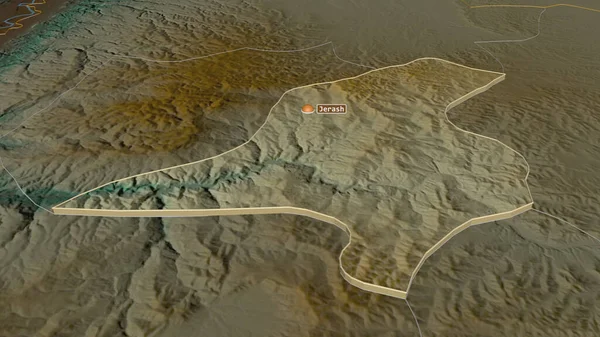Ampliar Jarash Provincia Jordania Extruido Perspectiva Oblicua Mapa Topográfico Relieve — Foto de Stock
