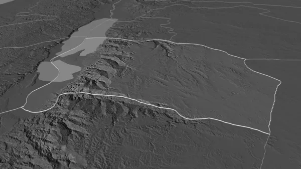 Zoom Karak Provincia Giordania Delineato Prospettiva Obliqua Mappa Elevazione Bilivello — Foto Stock