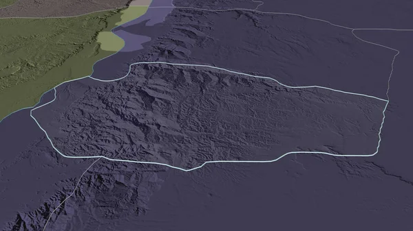 タフィラ ヨルダン州 のズームアウト概要 嘘の見方だ 水面と行政区画の色と衝突した地図 3Dレンダリング — ストック写真