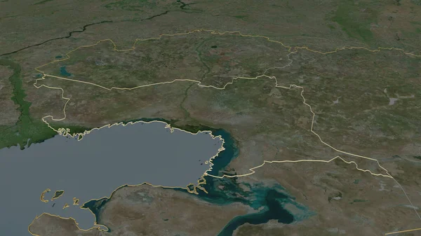 Zooma Atyrau Regionen Kazakstan Beskrivs Svagt Perspektiv Satellitbilder Rendering — Stockfoto