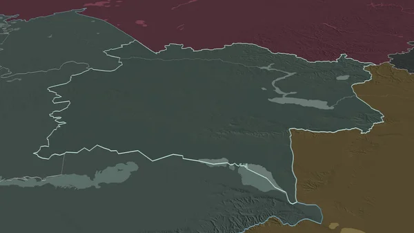 Увеличьте Масштаб Восточного Казахстана Регион Казахстана Непристойная Перспектива Цветная Карта — стоковое фото
