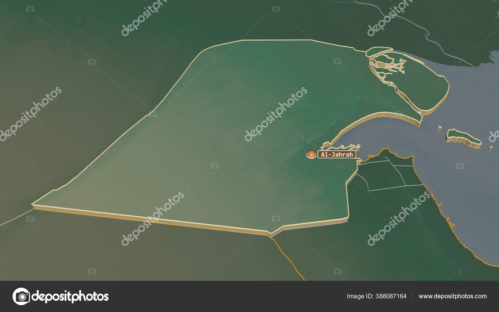 Zoom Jahrah Province Kuwait Extruded Oblique Perspective Topographic