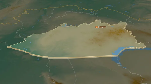 Карагандинской Области Казахстана Произошло Землетрясение Магнитудой Непристойная Перспектива Карта Рельефа — стоковое фото