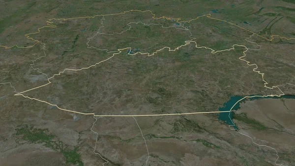 将重点放在Qaraghandy 哈萨克斯坦地区 斜的角度 卫星图像 3D渲染 — 图库照片