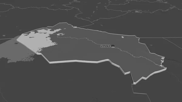 Кызылординской Области Казахстана Произошло Землетрясение Магнитудой Непристойная Перспектива Карта Высоты — стоковое фото