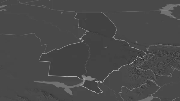 Zoom Zuid Kazachstan Regio Kazachstan Geschetst Obliek Perspectief Hoogteverschil Kaart — Stockfoto