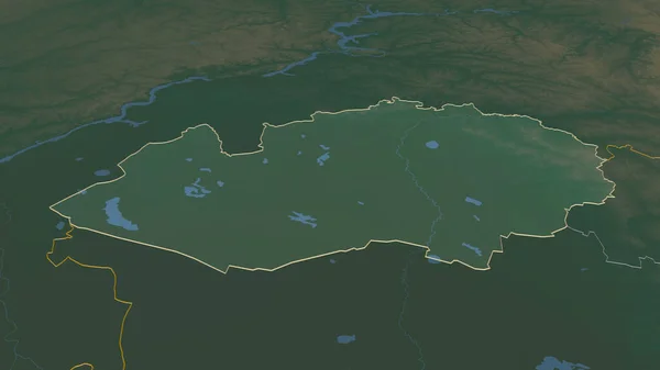 Zoom Cazaquistão Ocidental Região Cazaquistão Descrito Perspectiva Oblíqua Mapa Topográfico — Fotografia de Stock