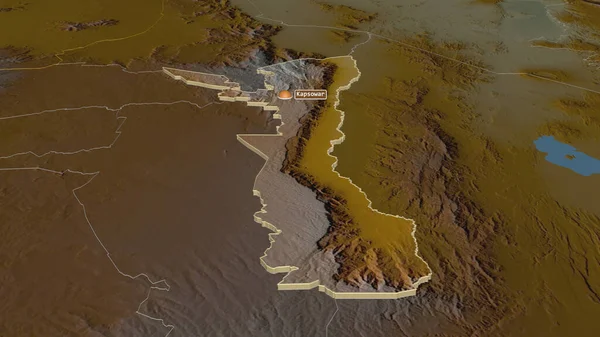 放大Elgeyo Marakwet 肯尼亚县 的挤压 斜的角度 带有地表水的地形图 3D渲染 — 图库照片