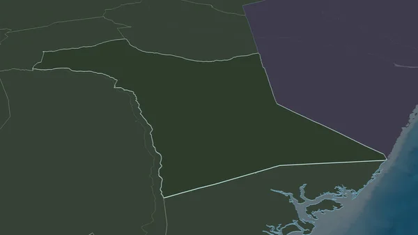 Zoom Garissa Contea Del Kenya Delineato Prospettiva Obliqua Mappa Colorata — Foto Stock