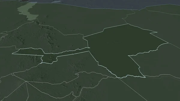 Zoom Isiolo Contea Del Kenya Delineato Prospettiva Obliqua Mappa Colorata — Foto Stock