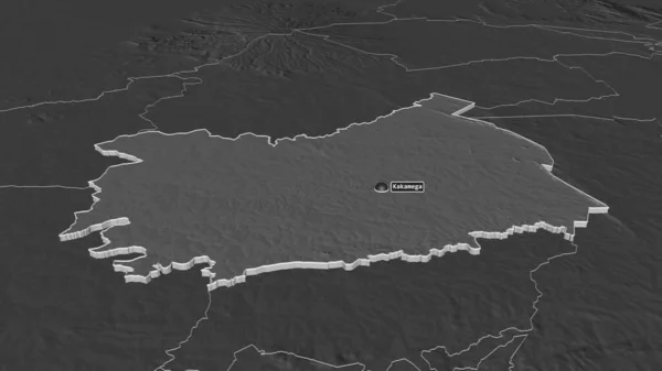 Ampliar Kakamega Condado Kenia Extruido Perspectiva Oblicua Mapa Elevación Bilevel — Foto de Stock