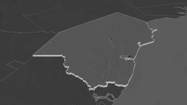 Ampliar Kilifi Condado Kenia Extruido Perspectiva Oblicua Mapa Elevación Bilevel — Foto de Stock