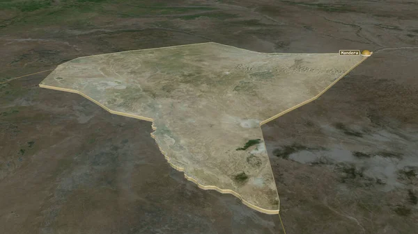 Zooma Mandera Länet Kenya Extruderad Svagt Perspektiv Satellitbilder Rendering — Stockfoto