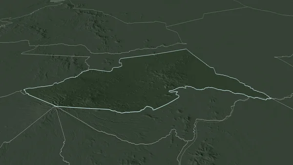 Zoom Meru Contea Del Kenya Delineato Prospettiva Obliqua Mappa Colorata — Foto Stock
