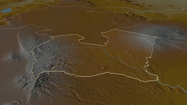 Zoom Nyeri Contea Del Kenya Delineato Prospettiva Obliqua Mappa Topografica — Foto Stock
