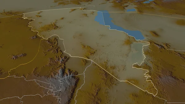 Enfoque Turkana Condado Kenia Esbozado Perspectiva Oblicua Mapa Topográfico Relieve — Foto de Stock