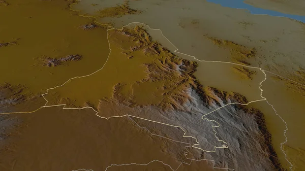 Zoom West Pokot Contea Del Kenya Delineato Prospettiva Obliqua Mappa — Foto Stock