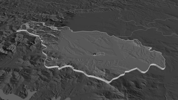 Ampliar Akovica Distrito Kosovo Extruido Perspectiva Oblicua Mapa Elevación Bilevel — Foto de Stock