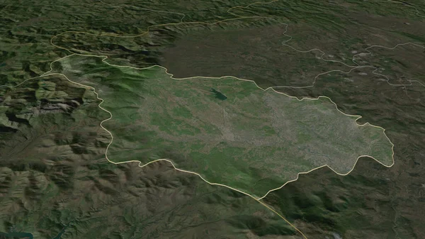 Zoom Sur Akovica District Kosovo Perspective Oblique Imagerie Satellite Rendu — Photo