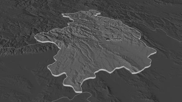 Ampliar Extrusión Kosovska Mitrovica Distrito Kosovo Perspectiva Oblicua Mapa Elevación — Foto de Stock