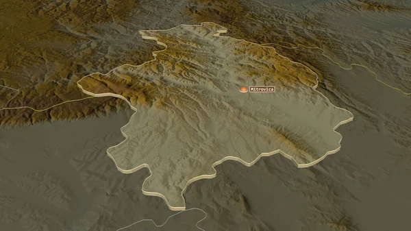 Zoom Kosovo Mitrovica Distrito Kosovo Extrudido Perspectiva Óbvia Mapa Topográfico — Fotografia de Stock